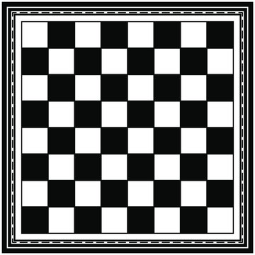 Chess board in unusual frame. Flat style stock vector