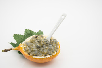 Granadilla, delicious tropical fruit, Passiflora ligularis.