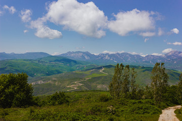 landscape with mountains and blue sky