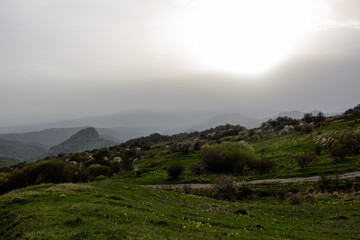 sunset in the mountains