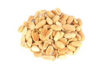 Fresh tasty peanuts isolated on the white background