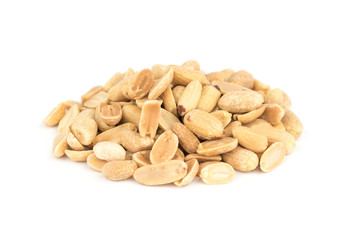 Fresh tasty peanuts isolated on the white background