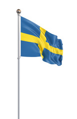 Sweden flag blowing in the wind. Background texture. 3d rendering, wave.;