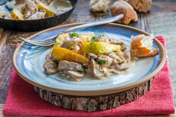Creamy pork and pear cassoulet with cider