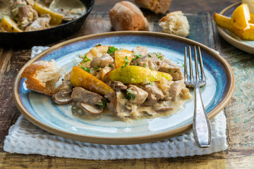 Creamy pork and pear cassoulet with cider