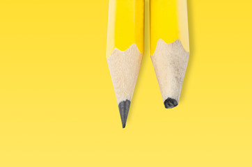 Sharp and blunt yellow pencil
