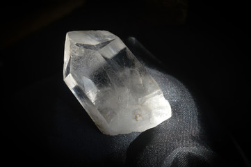 crystal quartz on black background