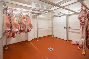 intérieur chambre froide stockage viande