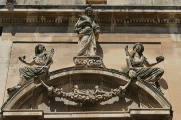 Details of the baroque that can be admired in the city of Lecce in Puglia