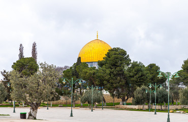The Dome of the Rock on the Temple Mount in the Old Town of Jerusalem in Israel