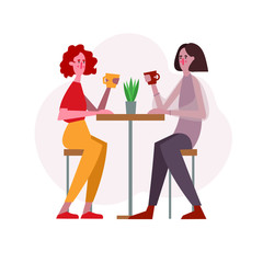 young women have coffee talking laughing or gossip during coffee break