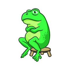 Cute frog cartoon isolated on white background. Frog mascot logo illutration
