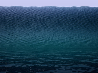 Tsunami huge wave in ocean - obrazy, fototapety, plakaty