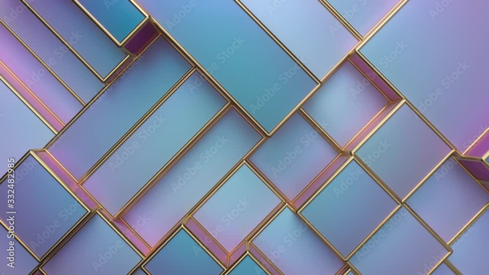 Poster pearlescent moving cubic surface. changing tiles. motion design pattern. 3d loop animation. dynamic 