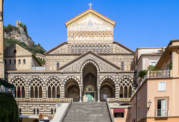 Amalfi Cathedral in summer day, Amalfi Coast, Italy