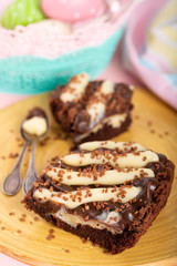Chocolate egg with filling of brownie for Easter