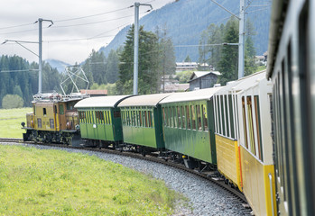 Naklejka premium Historic steam train in Davos, Switzerland