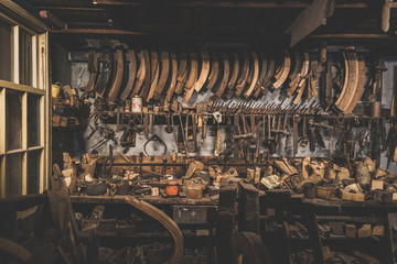 old horse carriage repair shop