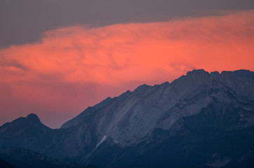 Beautiful sunset in mountains