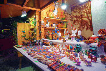 Typical souvenir stall of the traditional Christmas market