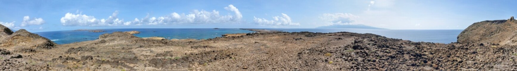 Fototapeta na wymiar Panoramic of Djeu and Fogo at sea on the archipelago of Cabo Verde on the west coast of Africa