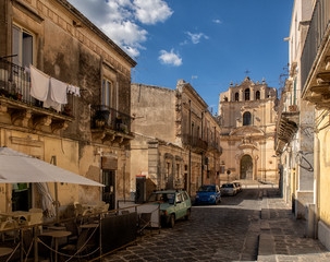 Noto cityscape. View to Historical Buildings. Sicily, Italy.