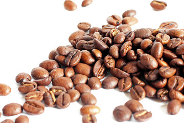 Coffee beans on a white background