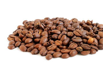 Coffee beans on a white background