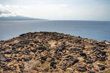 Volcanic terrain over the ocean of Djeu, Cabo Verde