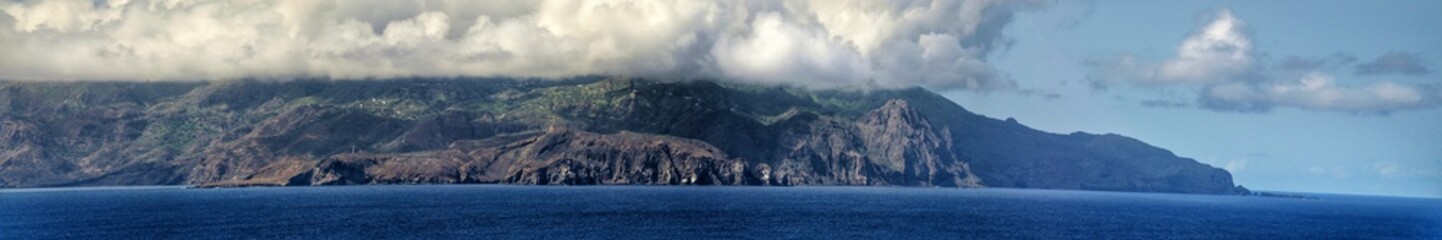 Clouds over the island of Brava on the Archipelago of Cabo Verde