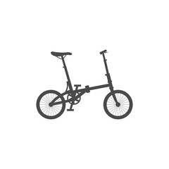 Foldable compact bike. Simple isolated icon on a white background.