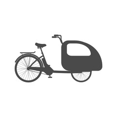 Simple isolated bicycle icon for transporting children on a white background.