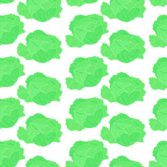 Seamless pattern with cabbage. Green silhouette.  Art can be used for packaging design element; menu design.