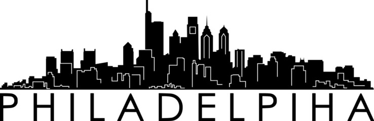 Obraz premium PHILADELPHIA City Skyline Silhouette Cityscape Vector