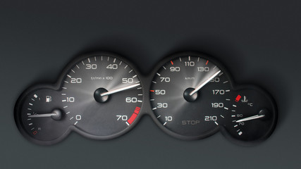 speedometer and tachometer on black background