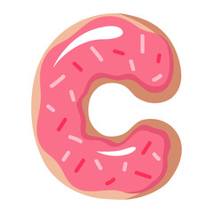 Letter of the donut alphabet on the white background