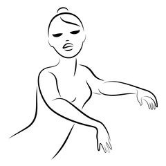 Lady silhouette. Silhouettes of the hands and head of a girl. Graceful woman. Vector illustration.