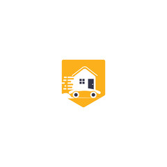 House moving company logo design. Home logo with moving symbols.