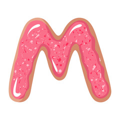 Letter of the donut alphabet on the white background