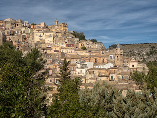 Fototapeta na wymiar Ragusa cityscape. View to Historical Buildings. Sicily, Italy.