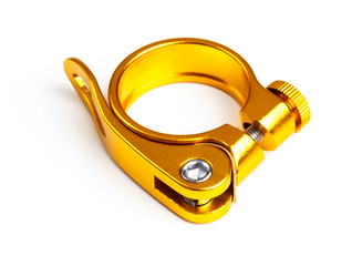 Obraz premium Quick release of urban bicycle saddle on isolated white background