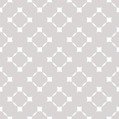 Vector geometric seamless pattern. Simple texture with squares, grid, lattice. Abstract background in neutral colors, white and light gray. Modern minimalist design for decor, wrapping, textile, cloth