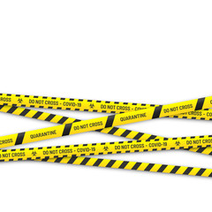 Quarantine biohazard danger. Ñrossed yellow and black stripes. Coronavirus Covid-19, 2019-nKoV concept. Vector illustration