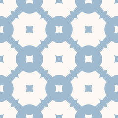 Blue geometric seamless pattern with grid, lattice, squares, repeat tiles. Simple texture in pastel colors, soft blue and white. Elegant abstract background. Design for decoration, ceramic, textile