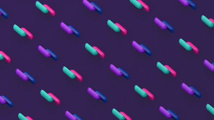 Colorful capsules. Purple background. Abstract illustration, 3d rendering.