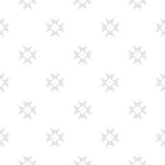 Minimalist seamless pattern with small crosses, simple floral shapes. Abstract geometric texture in light colors, white and gray. Subtle repeat background. Delicate design for decor, print, wallpapers