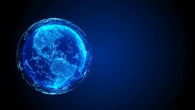cyber earth globe particle hologram