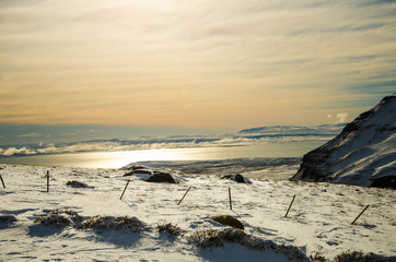 Vista do horizonte com neve