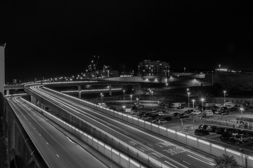 Fototapeta na wymiar Evening lights on bridge