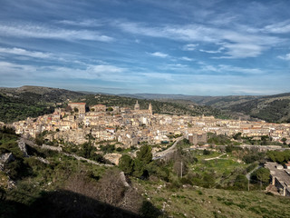 Ragusa cityscape. View to Historical Buildings. Sicily, Italy.